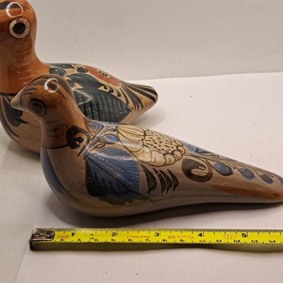2 Mexican Tonala Pottery Bird Dove Pigeon and or Chick Figurine Hand Painted - Picture 3 of 11